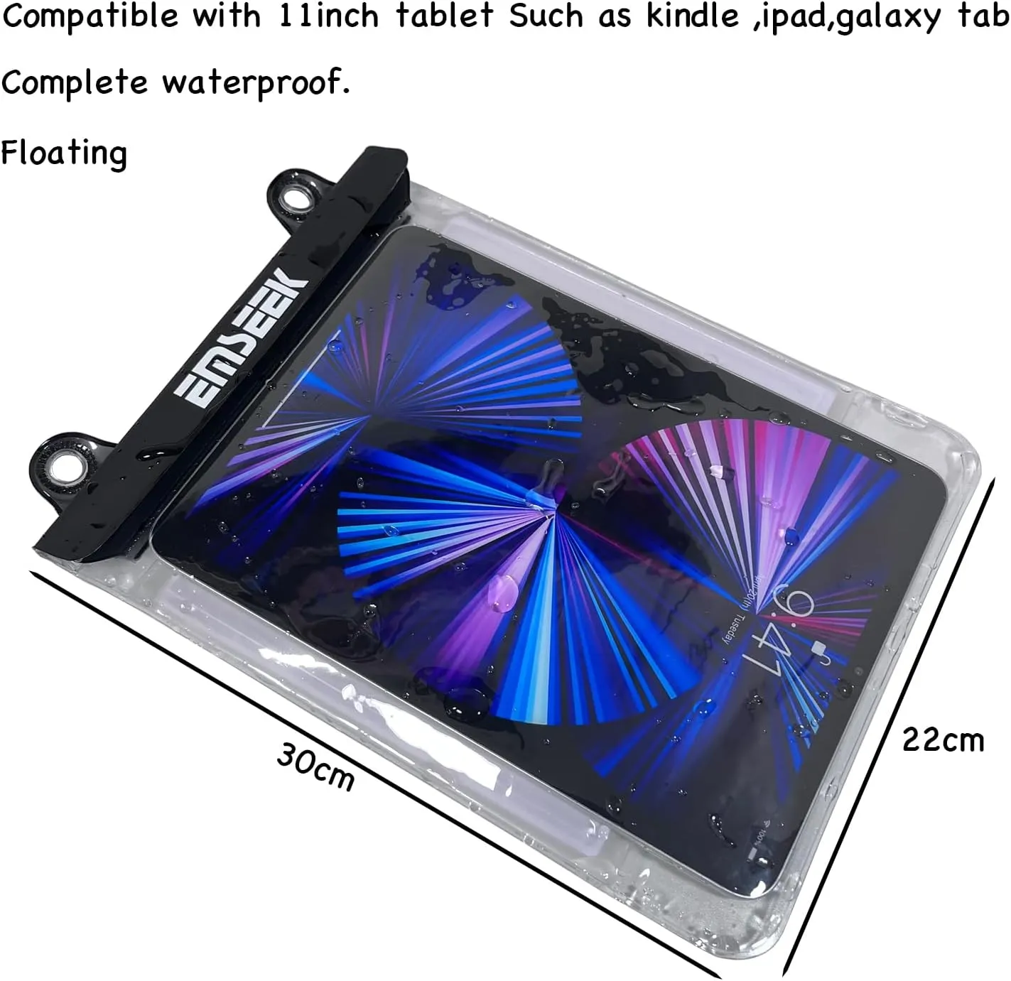 Floating Waterproof Tablet Case eReader Cover Bag Waterproof Holder Pouch for ipad pro air 11" Galaxy Tab S9 Surface Go 3 Kindle Scribe Up to 11.5 inch(Light Green)