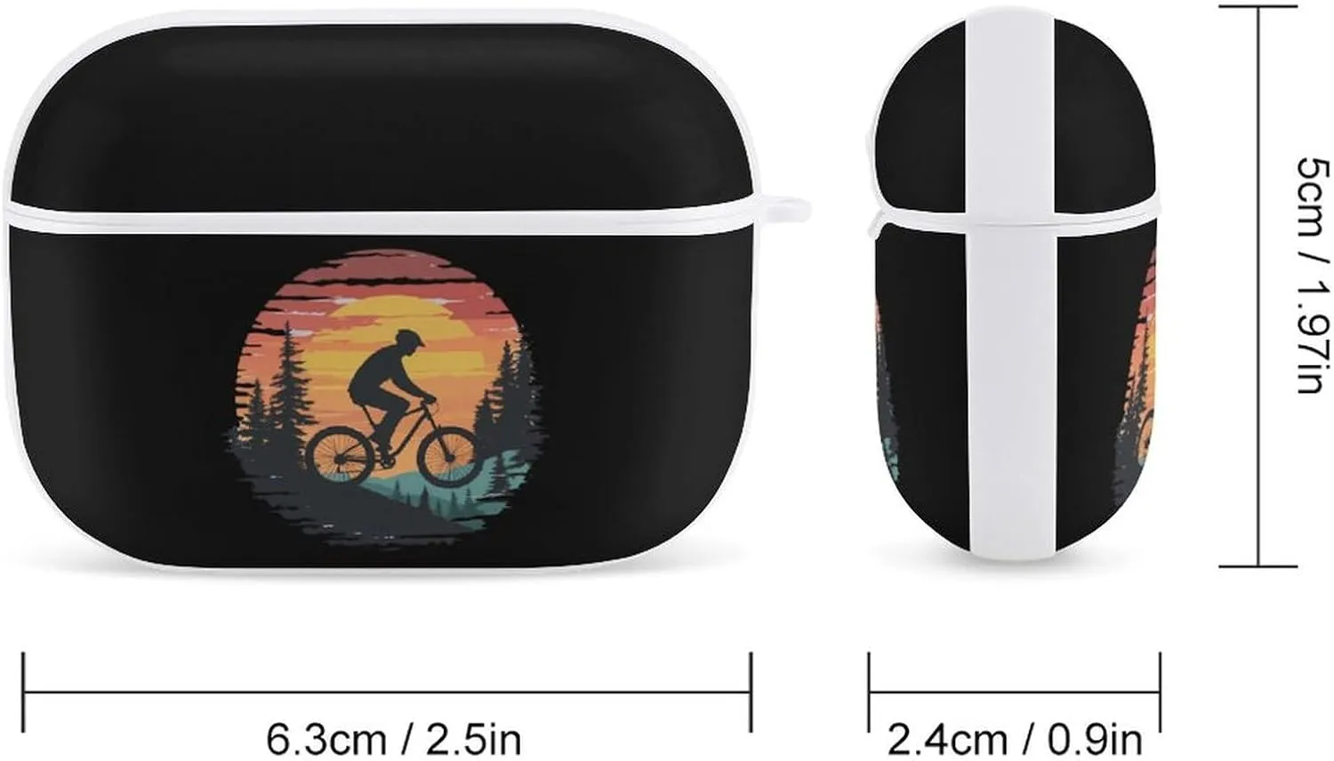 Funny Bike Riding Rider Earbud Case Bluetooth Headphone Case Full Protective Case with Keychain Compatible with Airpods Pro White-Style