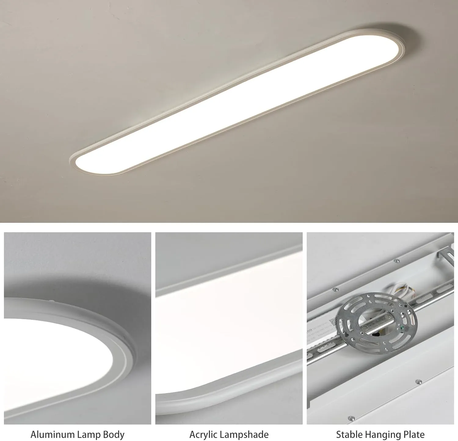 Ganeed 4FT LED Flush Mount Ceiling Light, 51W Dimmable Modern Linear Kitchen Ceiling Lamp, High Brightness Low Profile Long Ceiling Light Fixture for Shop Lighting Home Closet Laundry, White