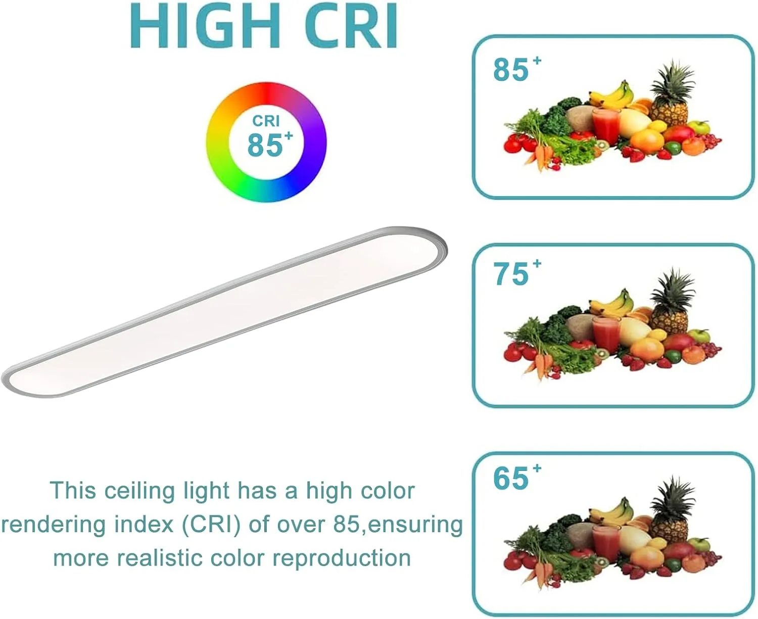 Ganeed 4FT LED Flush Mount Ceiling Light, 51W Dimmable Modern Linear Kitchen Ceiling Lamp, High Brightness Low Profile Long Ceiling Light Fixture for Shop Lighting Home Closet Laundry, White