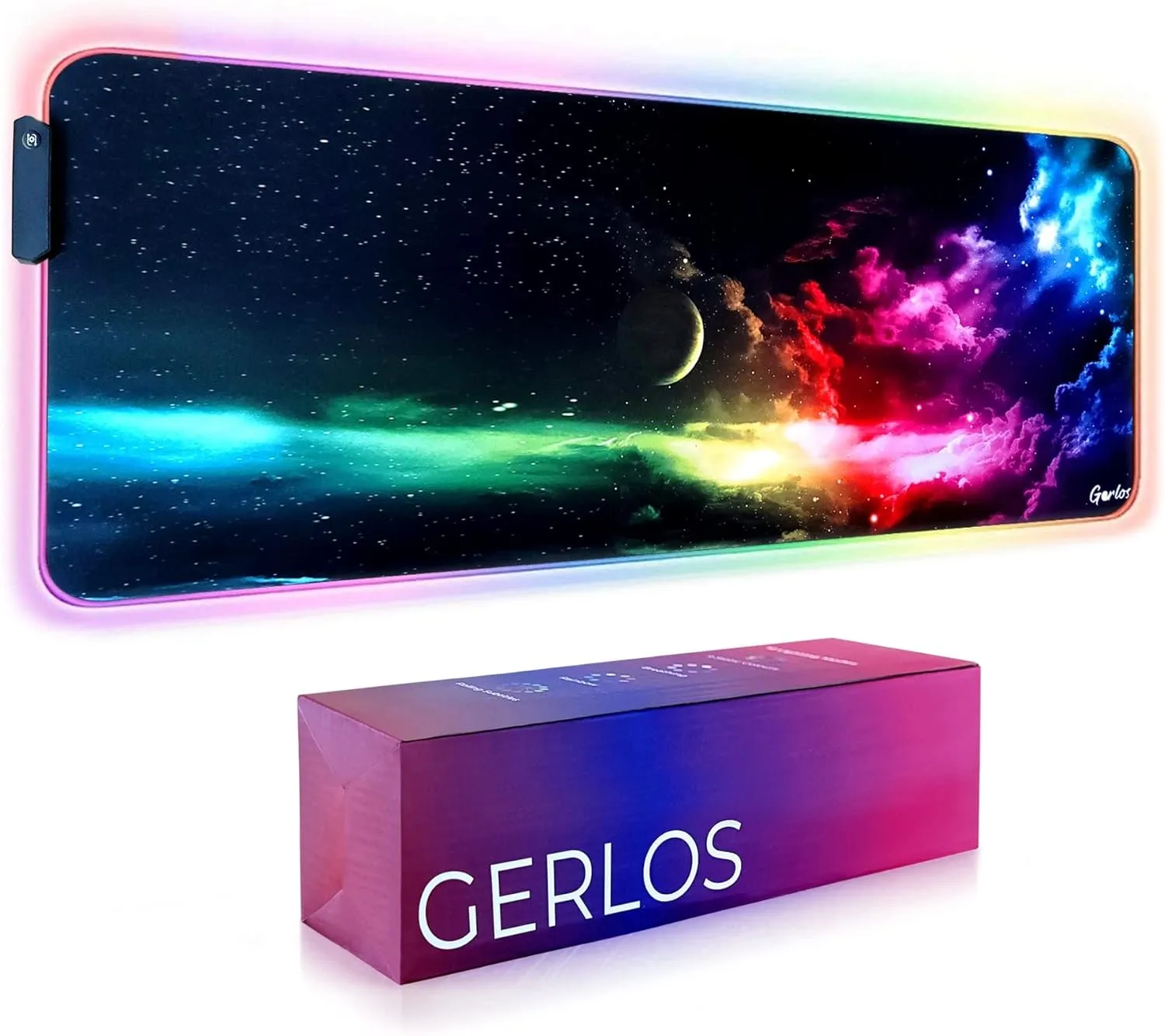 Gerlos RGB Large Gaming Mouse Pad, Extended Soft LED Mouse Pad, Non-Slip Rubber Base, Water Resist Keyboard Pad, Computer Mousepad 31.511.8 inches