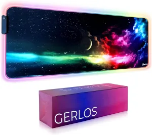 Gerlos RGB Large Gaming Mouse Pad, Extended Soft LED Mouse Pad, Non-Slip Rubber Base, Water Resist Keyboard Pad, Computer Mousepad 31.511.8 inches