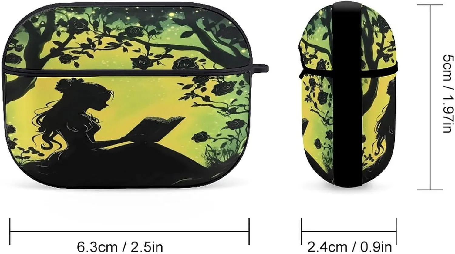 Girl Reading Book Earbud Case Bluetooth Headphone Case Full Protective Case with Keychain Compatible with Airpods Pro Black-Style
