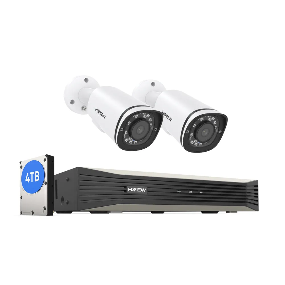 H.265 5MP PoE Security Camera System, 4Pcs Smart 5MP Wired PoE IP Cameras with AI Detection, Audio Record Bullet Cameras, 5MP 8CH NVR, Support up to 6TB HDD for 24-7 Recording(HDD not Included)