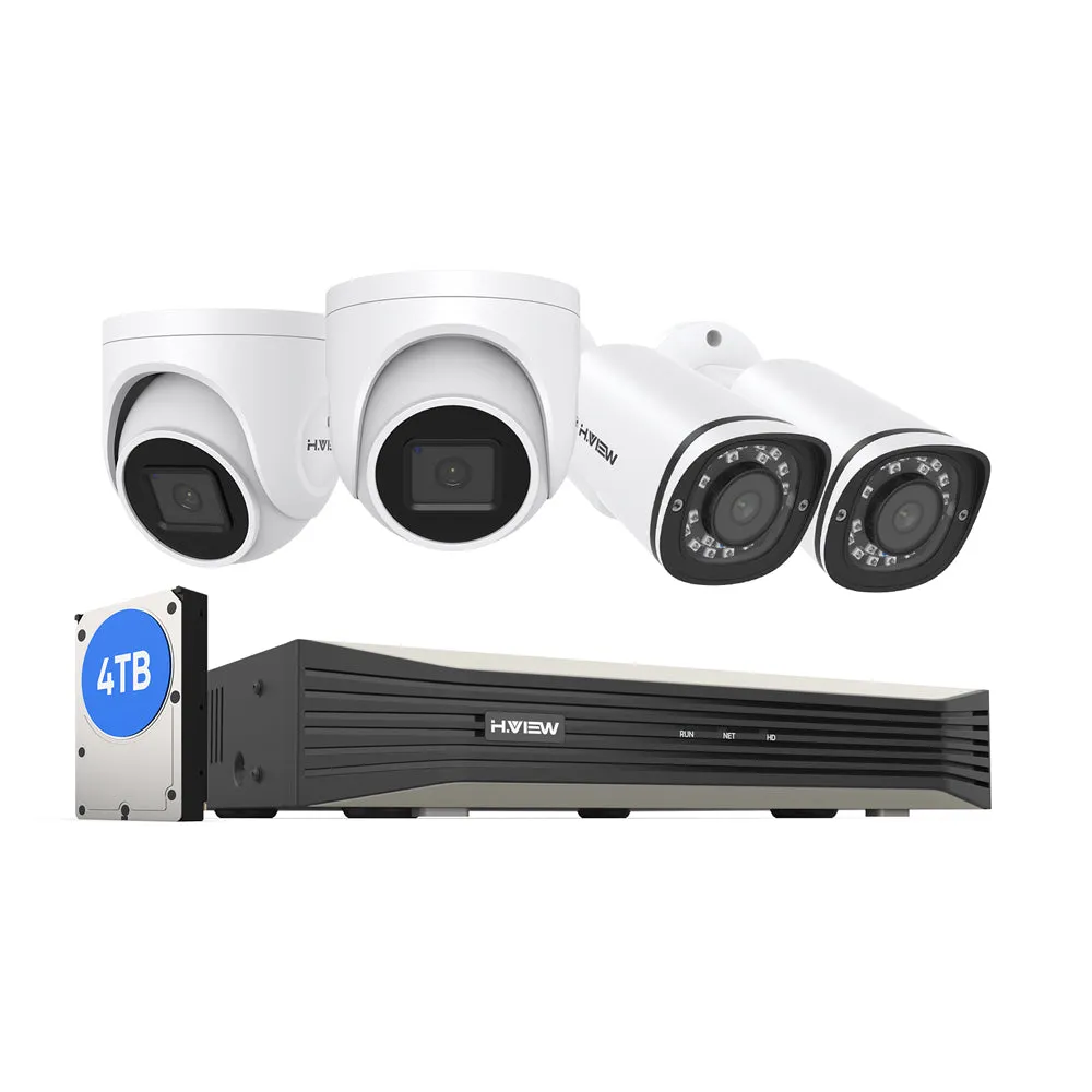 H.265 5MP PoE Security Camera System, 4Pcs Smart 5MP Wired PoE IP Cameras with AI Detection, Audio Record Cameras, 5MP 8CH NVR, Support up to 6TB HDD for 24-7 Recording(HDD not Included)