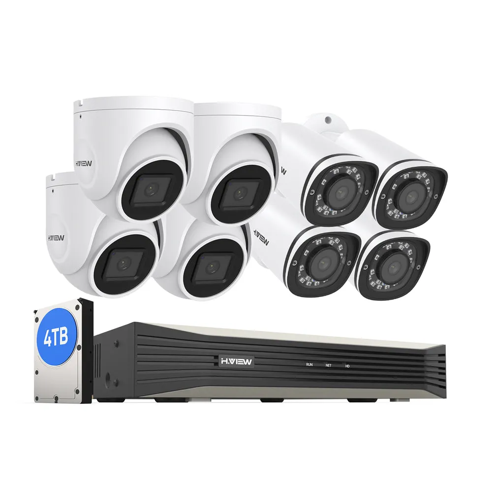 H.265 5MP PoE Security Camera System, 4Pcs Smart 5MP Wired PoE IP Cameras with AI Detection, Audio Record Cameras, 5MP 8CH NVR, Support up to 6TB HDD for 24-7 Recording(HDD not Included)