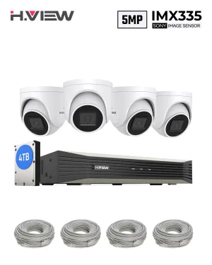 H.265 5MP PoE Security Camera System, 4Pcs Smart 5MP Wired PoE IP Cameras with AI Detection, Audio Record Dome Cameras, 5MP 8CH NVR, Support up to 6TB HDD for 24-7 Recording(HDD not Included)