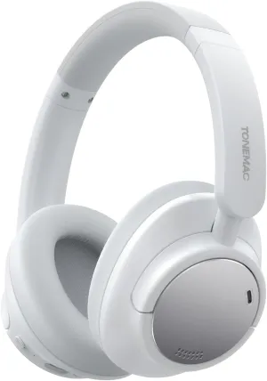 H7Pro Bluetooth Headphones with -45dB Hybrid Active Noise Cancelling, 80H Playtime Wireless Over-Ear Headphones, Immersive Deep Bass Stereo, 4-Mic ENC Clear Calls, Personalized Comfort, White
