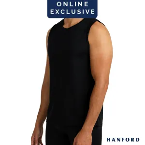 Hanford Athletic Men R-Neck Quick Dry Training Sport Active Mesh Sleeveless Shirt-Black/Gray (Single Pack)