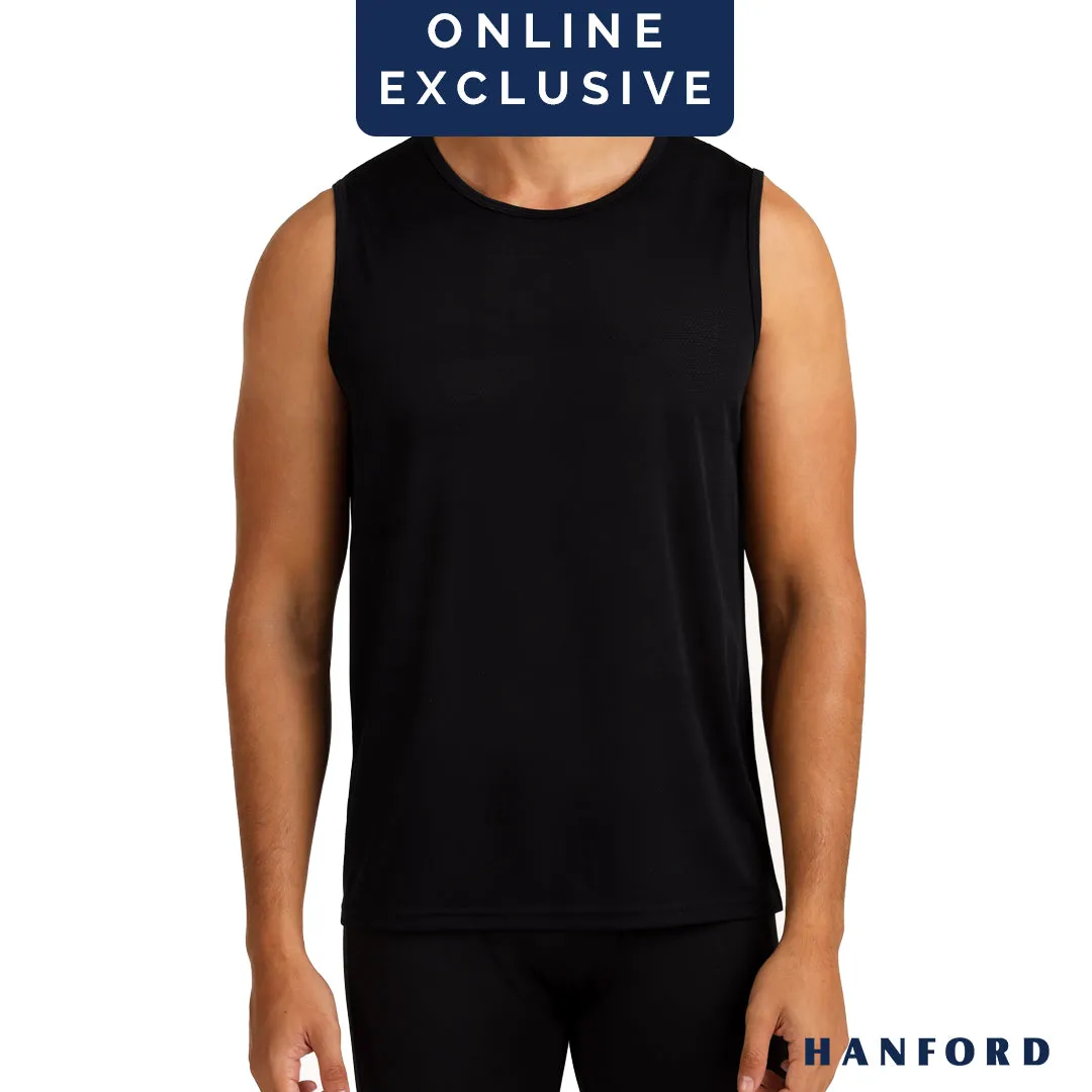Hanford Athletic Men R-Neck Quick Dry Training Sport Active Mesh Sleeveless Shirt-Black/Gray (Single Pack)
