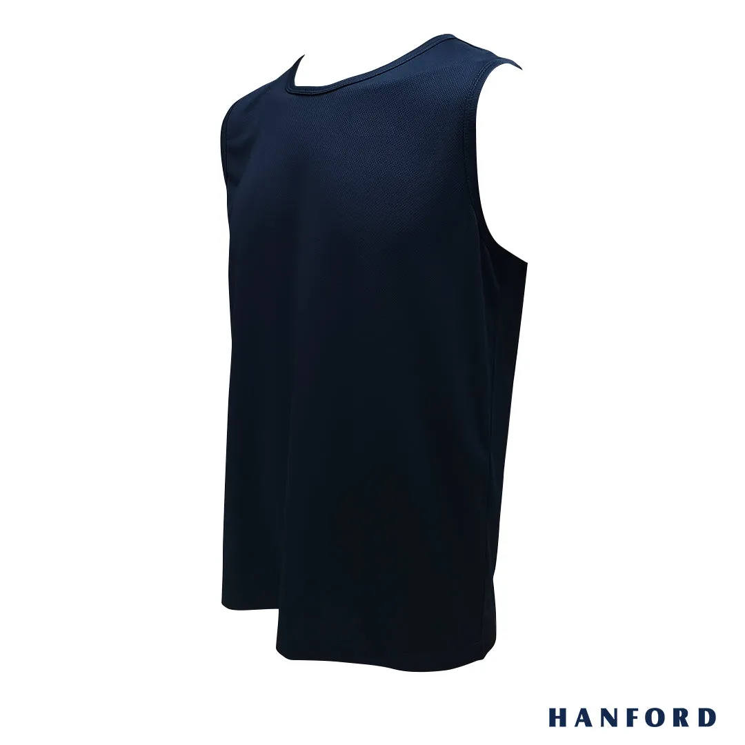 Hanford Athletic Men R-Neck Quick Dry Training Sport Active Mesh Sleeveless Shirt-Pewter Gray/Space Navy (SinglePack)