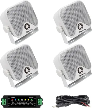 Herdio 4 Inch Bluetooth Golf Cart Speakers 240W Waterproof Marine Speakers for Outdoor Boat ATV UTV RZR Camper Tractor Truck Jeep Courtyard Powersports,2 Pairs (White)