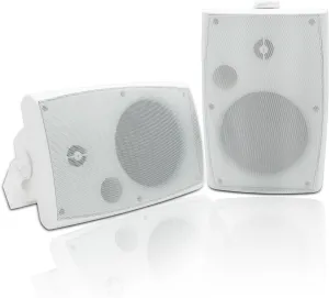 Herdio 400W 6.5 Inch Passive Outdoor Speakers Wired Waterproof,2 Way Wall Mounted Speakers with Powerful Bass for Patio Home Indoor Poolside Deck Backyard (Pair,White)