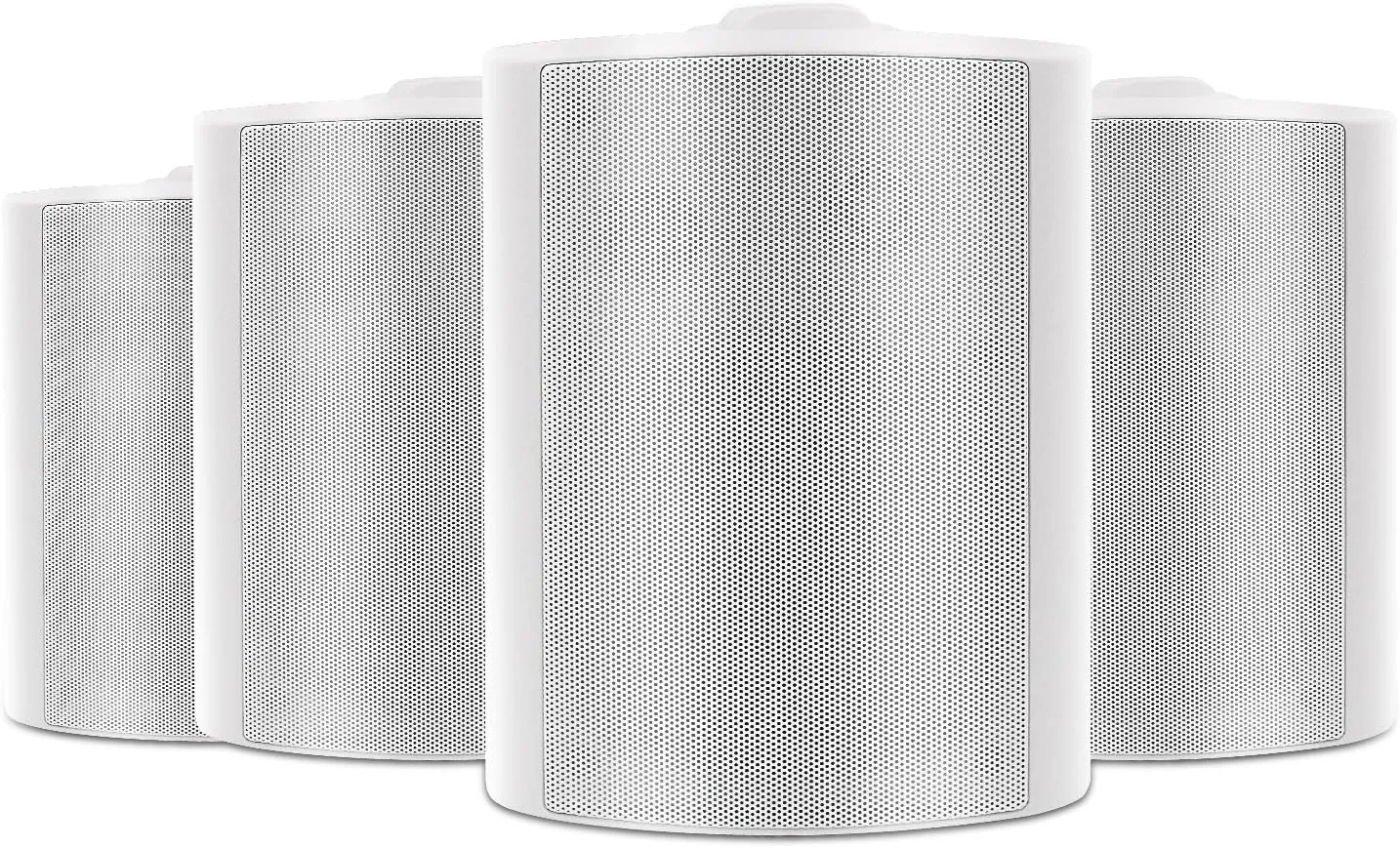 Herdio 5.25 Inch 600W Outdoor Bluetooth Speakers Waterproof Wired Wall Mount Weatherproof Loudspeaker System for Indoor- Outdoor Garden Poolside Patio Garage Home(4 Speakers,White)