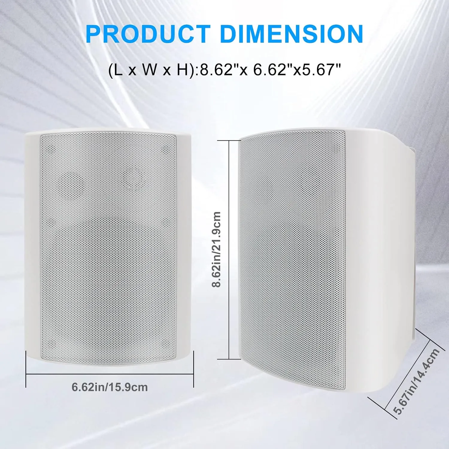 Herdio 5.25 Inch 600W Outdoor Bluetooth Speakers Waterproof Wired Wall Mount Weatherproof Loudspeaker System for Indoor- Outdoor Garden Poolside Patio Garage Home(4 Speakers,White)