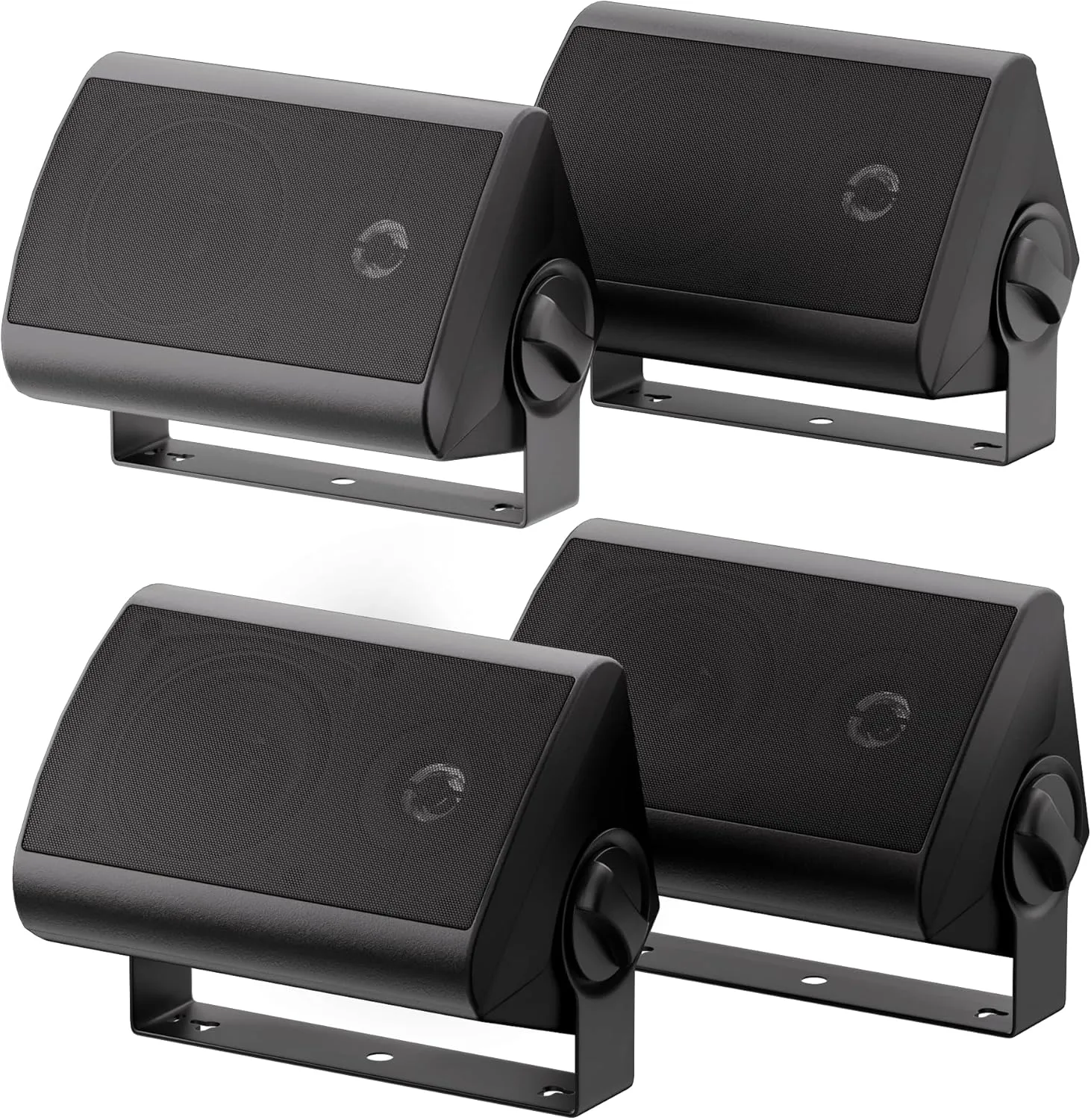 Herdio Passive Outdoor Speakers Wired Waterproof, 4 Inches 2-Way 400W Wall Mounted Speakers with Dome Tweeter, All-Weather Durability, for Patio Porch Backyard (2Pairs, Black)