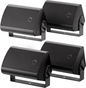Herdio Passive Outdoor Speakers Wired Waterproof, 4 Inches 2-Way 400W Wall Mounted Speakers with Dome Tweeter, All-Weather Durability, for Patio Porch Backyard (2Pairs, Black)