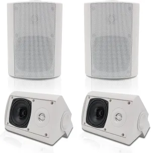 Herdio Passive Outdoor Speakers Wired Waterproof, 4 Inches 2-Way 400W Wall Mounted Speakers with Dome Tweeter, All-Weather Durability, for Patio Porch Backyard (2Pairs, White)