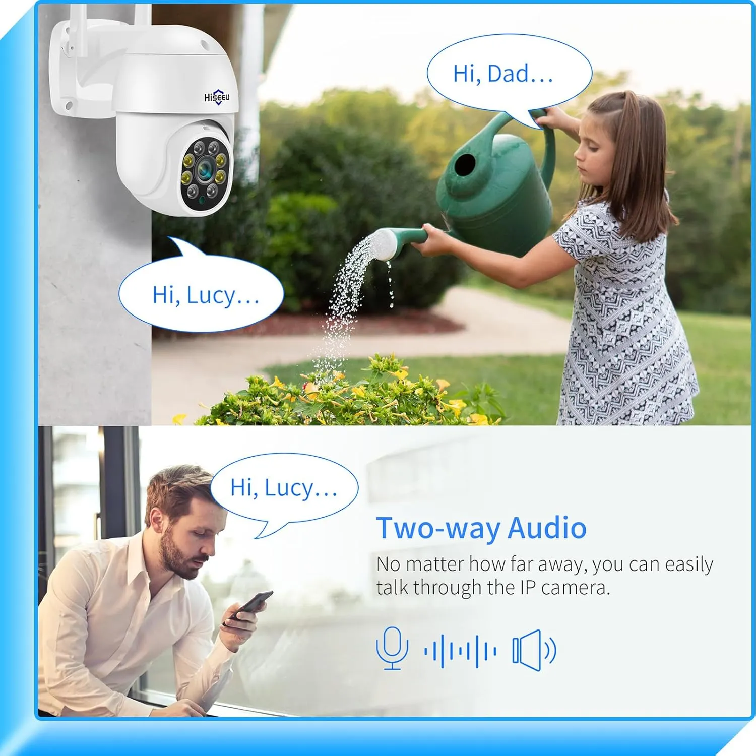 Hiseeu 3MP 360 Pan Tilt Camera WiFi Security Camera Outdoor Motion Tracking Floodlights Light Alarm,Color Night Vision,PC Mobile Remote View,Two-Way Audio Security