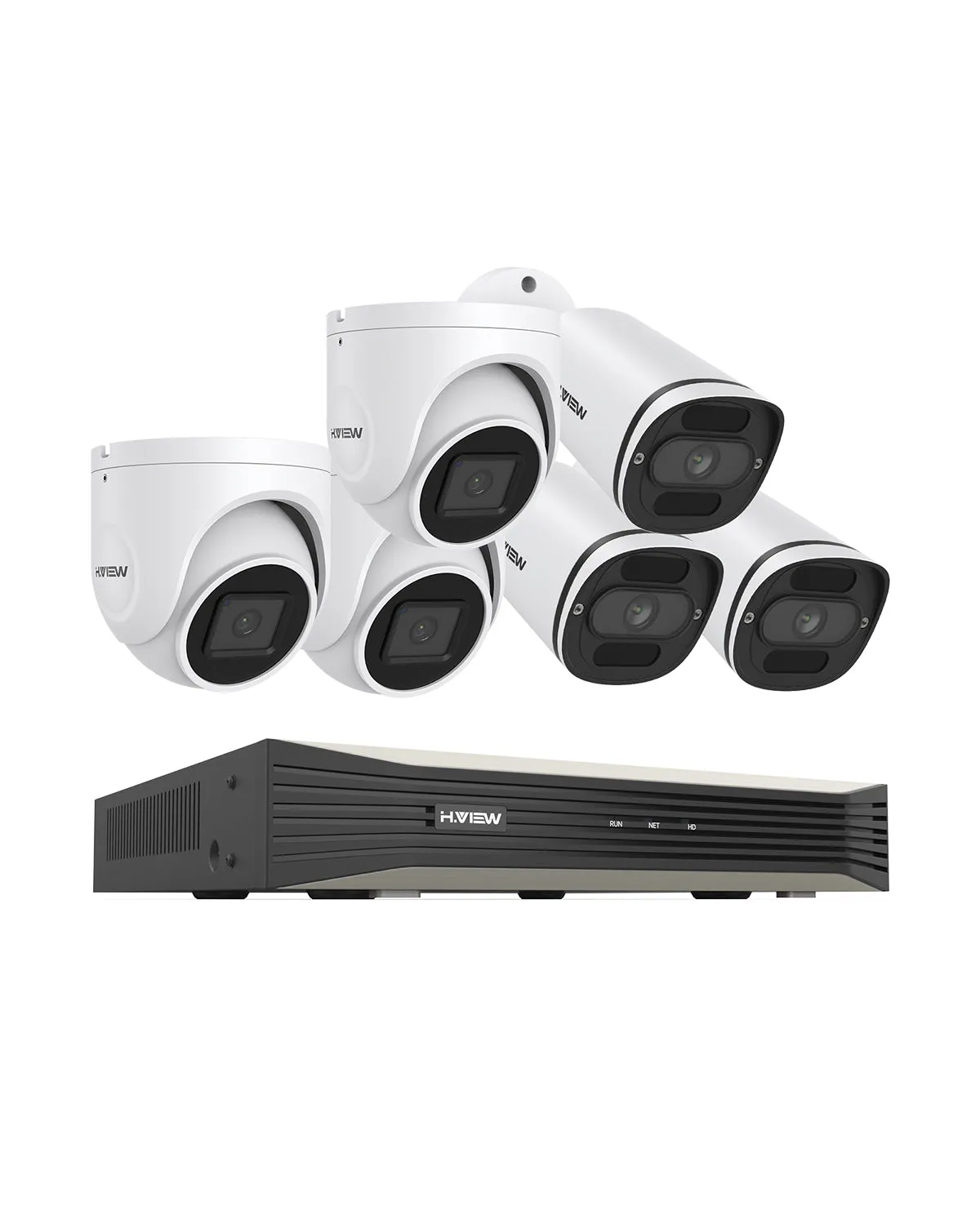 H.VIEW 4K (8MP) Ultra HD 8 Channels PoE Security System with Audio Record Dome & Bullet Cameras