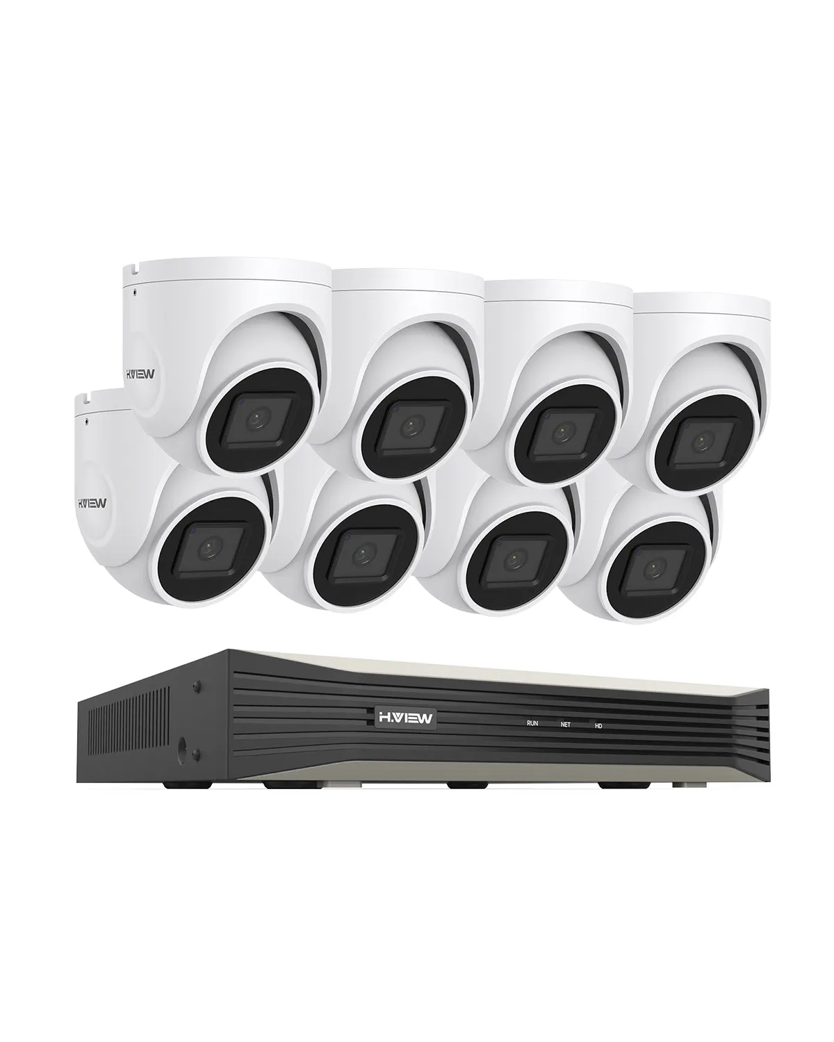 H.VIEW 4K (8MP) Ultra HD 8 Channels PoE Security System with Audio Record Dome Cameras