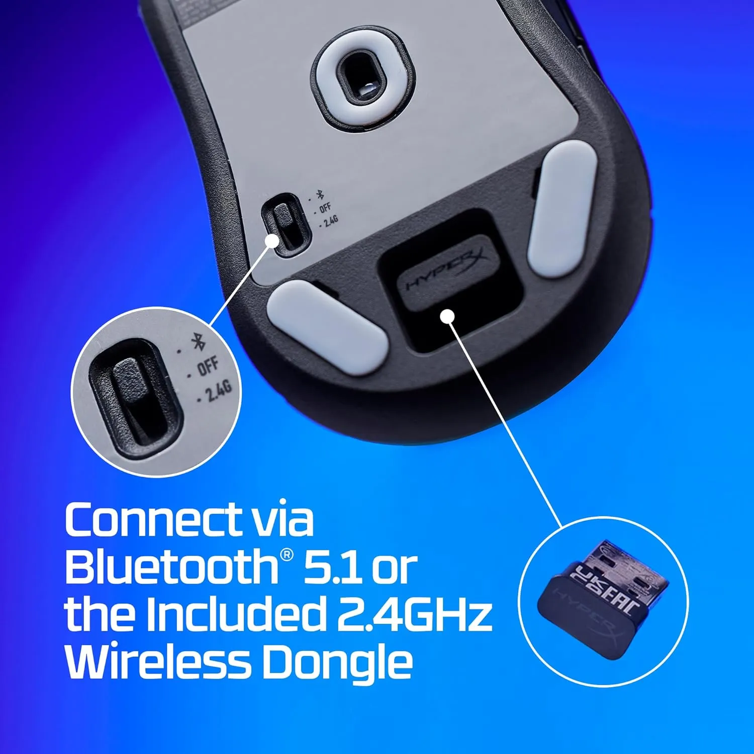 HyperX Pulsefire Haste 2 Mini  Wireless Gaming Mouse for PC Compact Lightweight Bluetooth 2.4GHz Black
