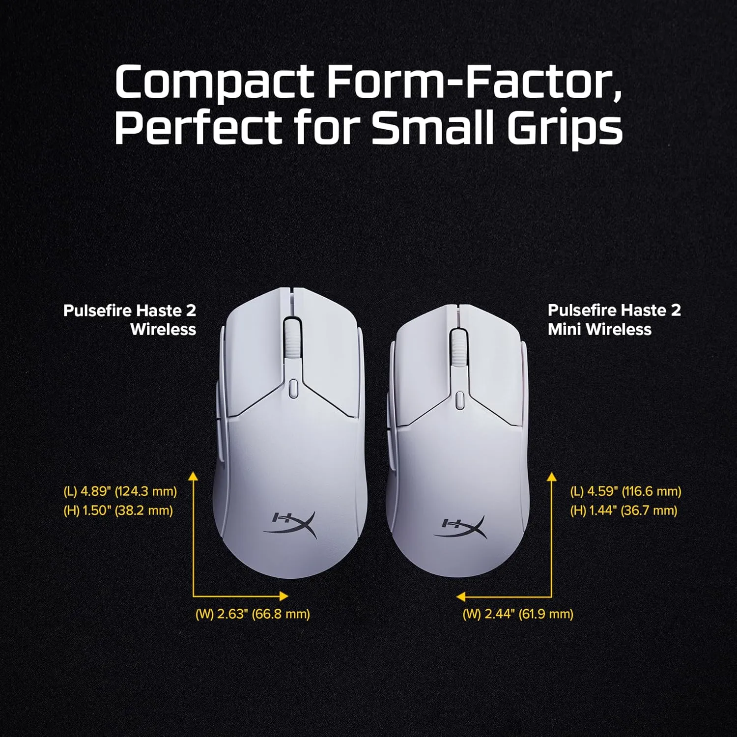 HyperX Pulsefire Haste 2 Mini  Wireless Gaming Mouse for PC Compact Lightweight Bluetooth 2.4GHz White