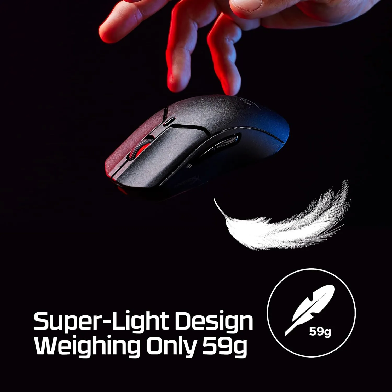 HyperX Pulsefire Haste 2 Mini  Wireless Gaming Mouse for PC Compact Lightweight Bluetooth 2.4GHz White