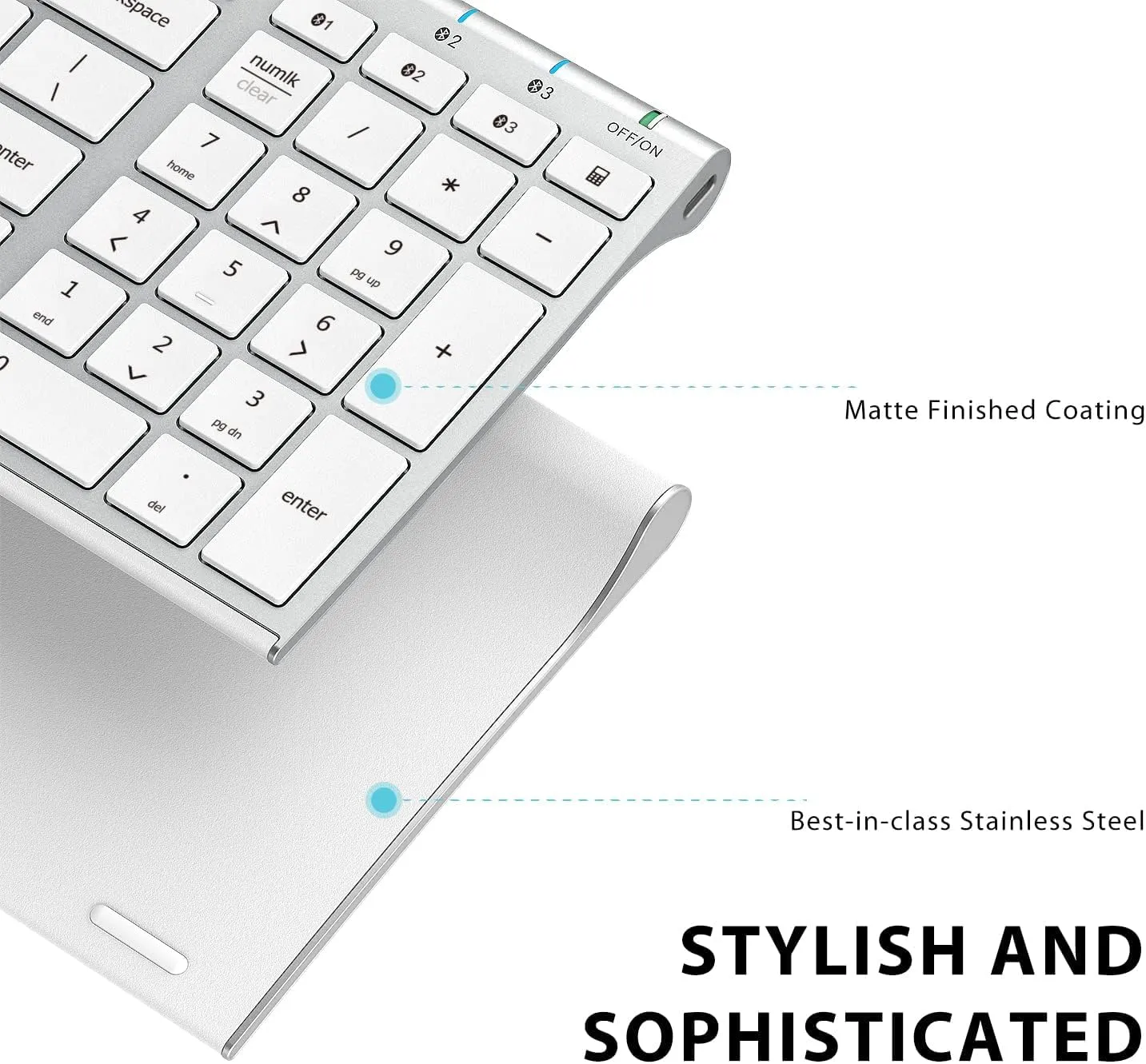 iClever BK10 Bluetooth Keyboard, Wireless Bluetooth Keyboard, Rechargeable Bluetooth 5.1 Multi Device Keyboard with Number Pad Full Size Stable Connection for Mac, Windows, iOS, Android, Laptop
