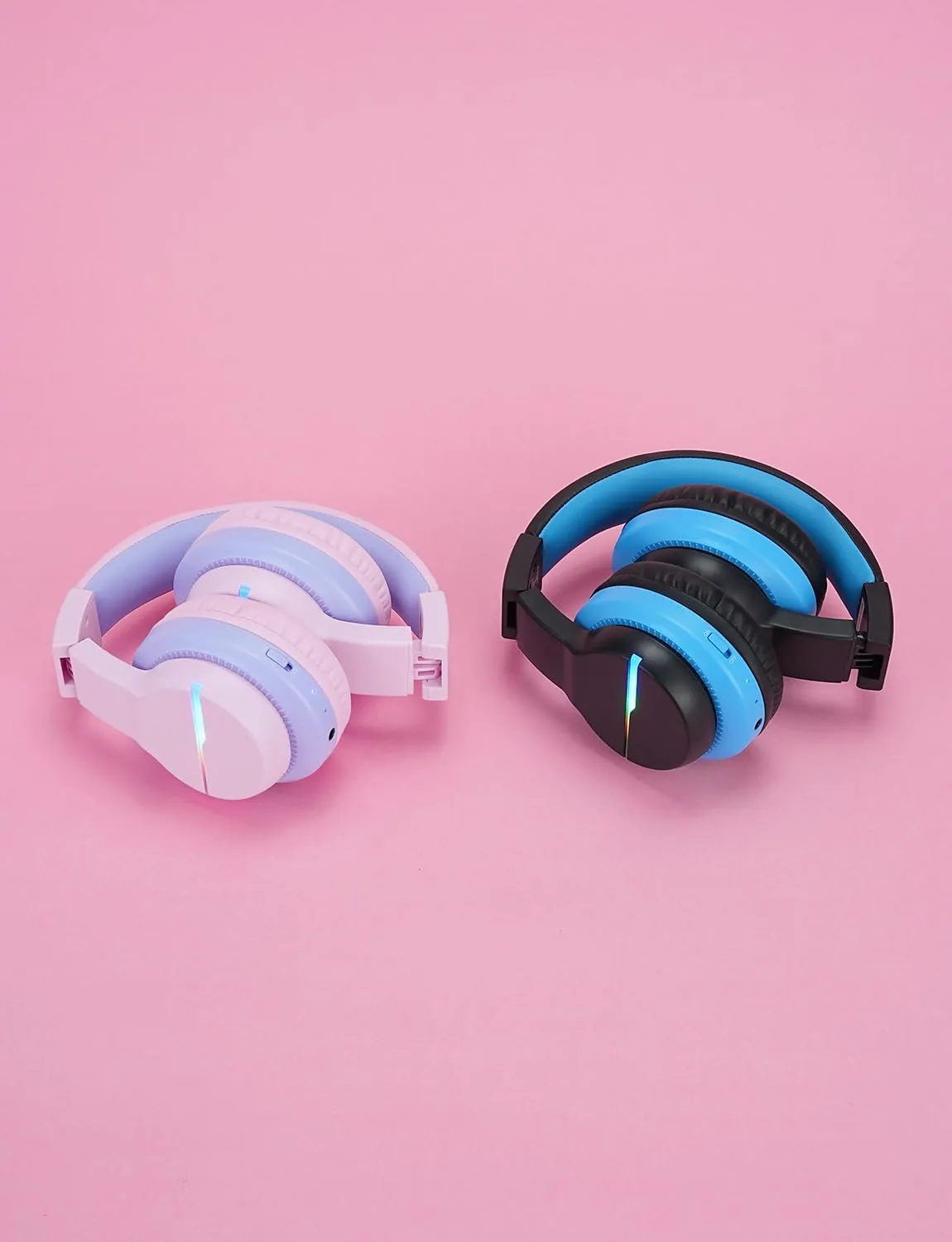 iClever BTH12 Kids Bluetooth Headphones 2 Pack,Colorful LED Lights Wireless Kids Headphones,74/85dBA Safe Volume,85H Playtime,Bluetooth 5.2,Over Ear Headphones Built-in Mic for iPad/Tablet/Airplane