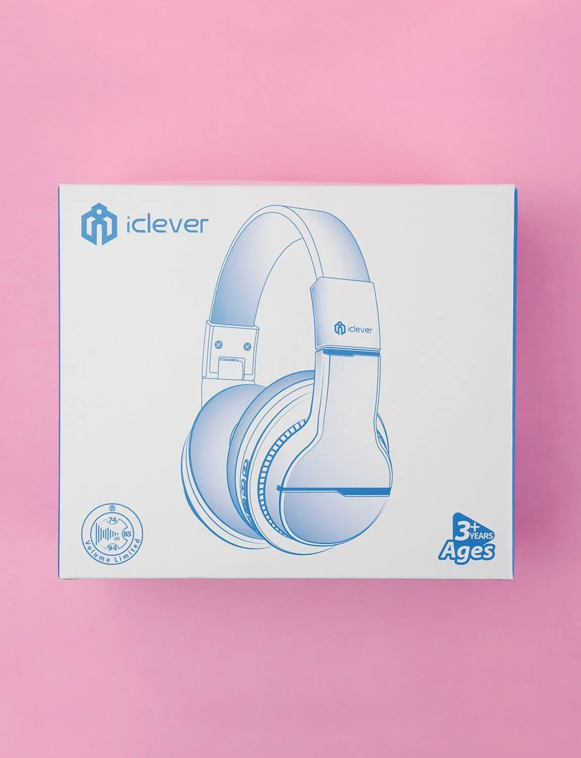 iClever BTH12 Kids Bluetooth Headphones,Colorful LED Lights Wireless Kids Headphones,74/85dBA Safe Volume,85H Playtime,Bluetooth 5.2,Over Ear Headphones Built-in Mic for iPad/Tablet/Airplane,Pink
