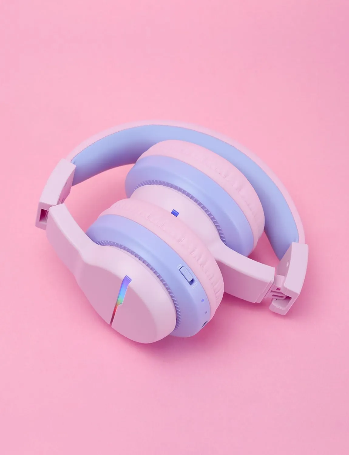 iClever BTH12 Kids Bluetooth Headphones,Colorful LED Lights Wireless Kids Headphones,74/85dBA Safe Volume,85H Playtime,Bluetooth 5.2,Over Ear Headphones Built-in Mic for iPad/Tablet/Airplane,Pink
