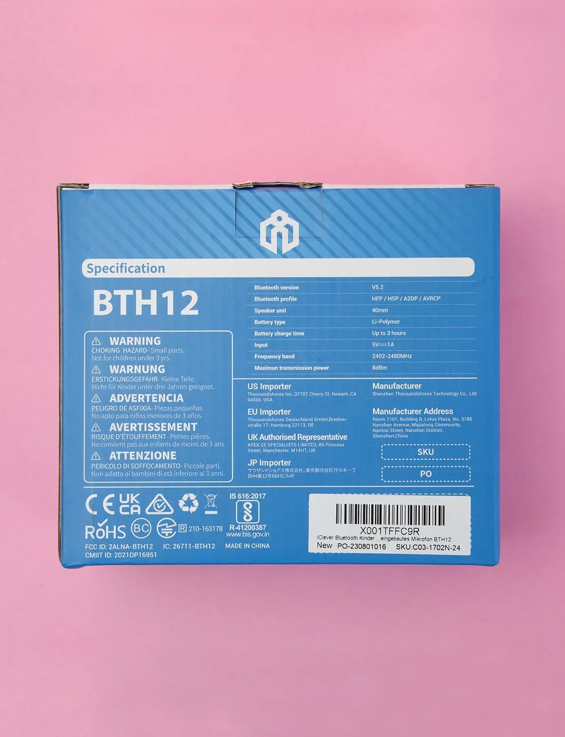 iClever BTH12 Kids Bluetooth Headphones,Colorful LED Lights Wireless Kids Headphones,74/85dBA Safe Volume,85H Playtime,Bluetooth 5.2,Over Ear Headphones Built-in Mic for iPad/Tablet/Airplane,Pink