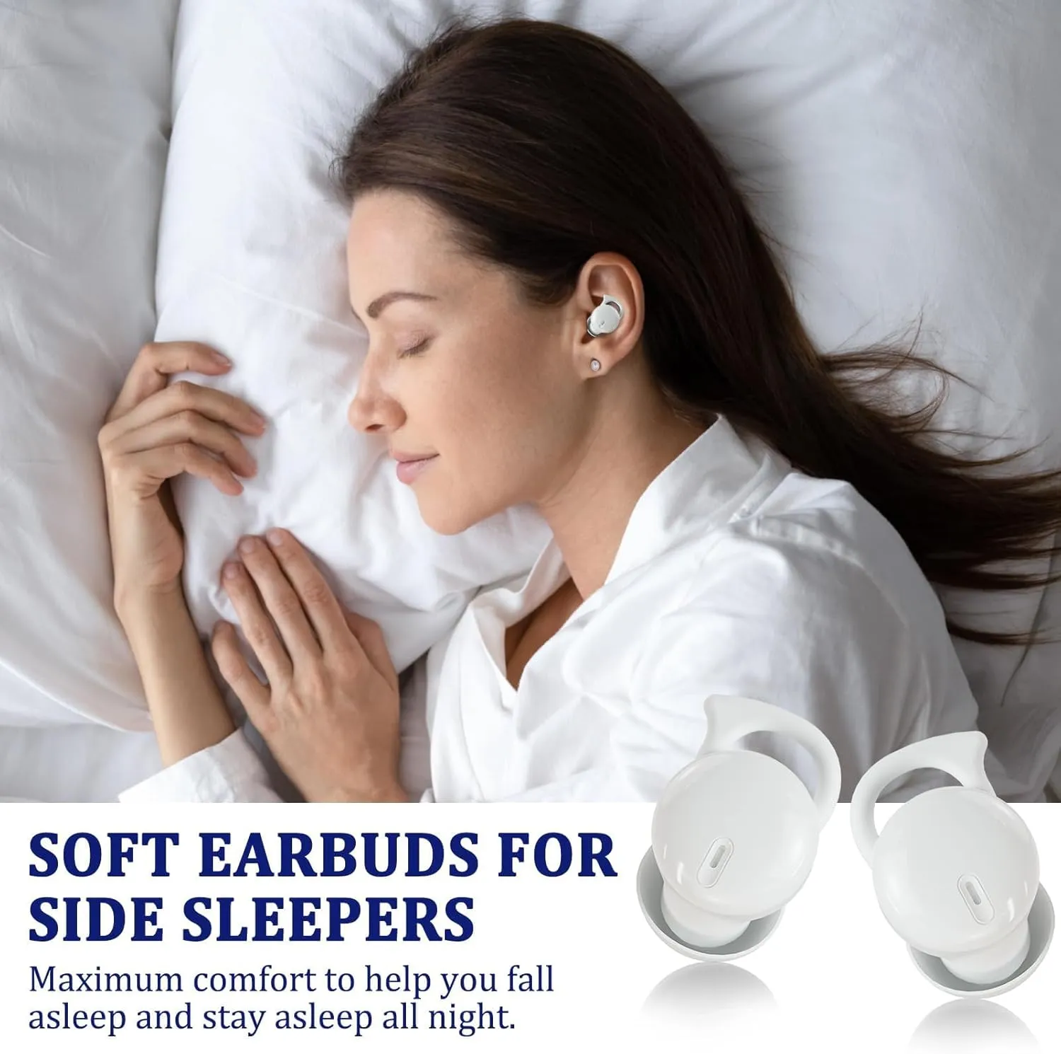Invisible Sleep Headphones,Sleep Earbuds for Side Sleepers,Small Comfortable Fit Noise Blocking Sleep Ear Buds,Bluetooth 5.3 Wireless Earbuds, in-Ear Ear Buds for Sleeping - White