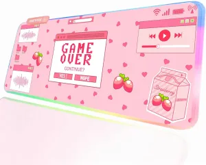 JMIYAV Pink RGB Gaming Mouse Pad 31.5x12 Inch PC XL Large Extended Glowing Led Light Up Desk Pad Non-Slip Rubber Base Computer Mouse Pad Cute Mousepad Mat 31.5x12 Inch