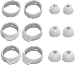 JNSA 12 PCS Large Size Wingtips and Ear Tips Compatible with Galaxy Buds/Galaxy Buds ,3 Pairs Silicone Cover Ear tip and 3 Pairs Wing Tips Wing Tip,S/M/L 3 Size, Silver WT