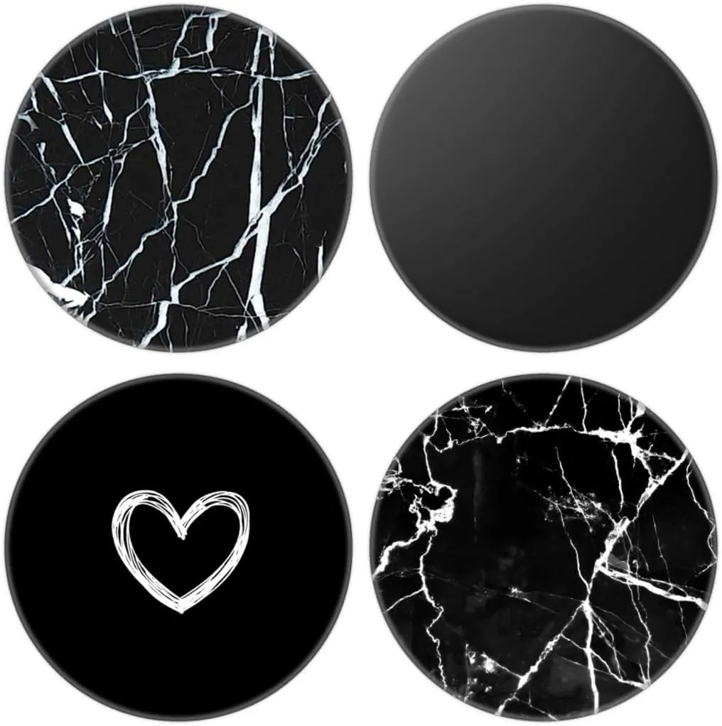 Junddla4 Pack Cellphone Stand,Cell Phone Finger Foldable Holder Grip for Smartphones and Tablets - Black Marble White Heart
