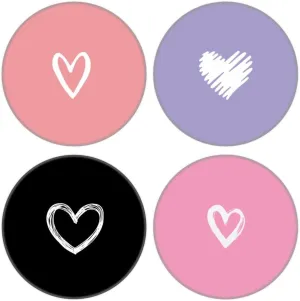 Junddla4 Pack Cellphone Stand,Cell Phone Finger Foldable Holder Grip for Smartphones and Tablets - Black Pink Purple Heart