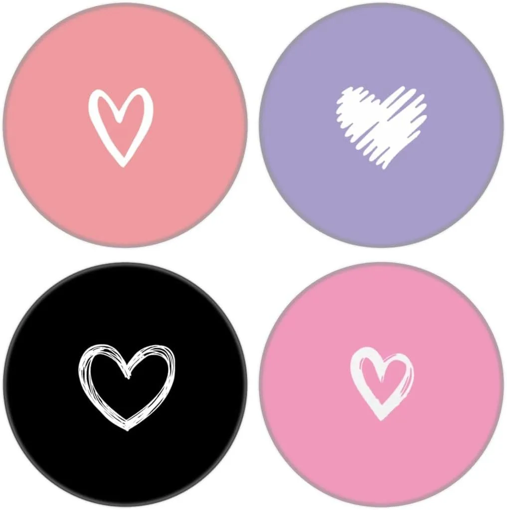 Junddla4 Pack Cellphone Stand,Cell Phone Finger Foldable Holder Grip for Smartphones and Tablets - Black Pink Purple Heart