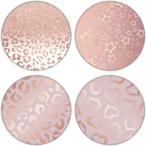 Junddla4 Pack Cellphone Stand,Cell Phone Finger Foldable Holder Grip for Smartphones and Tablets - Rose Gold Leopard Heart Marble