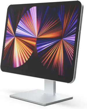 Just Mobile AluDisc Max 360-Directional Magnetic Aluminum Desk Tablet Stand Holder Tilt Swivel Rotate Angle Adjust Height 12 for All iPad and Tablets (ST-550SI)
