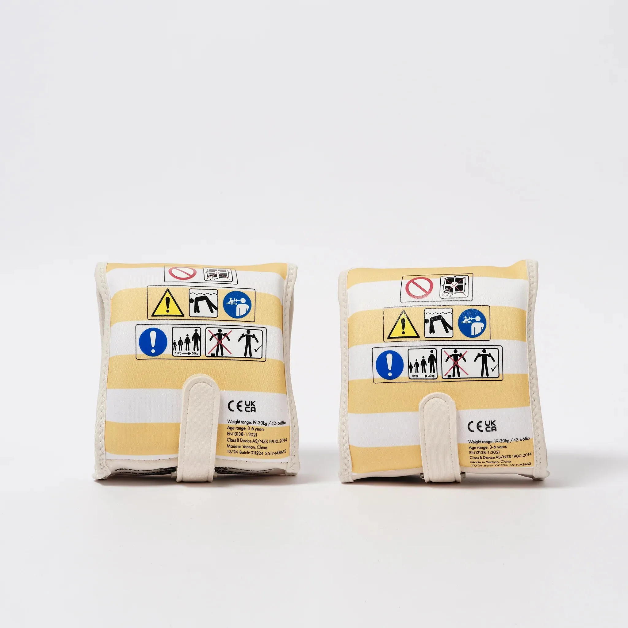 Kids Neoprene Arm Bands - Sid the Seagull Mustard Stripe