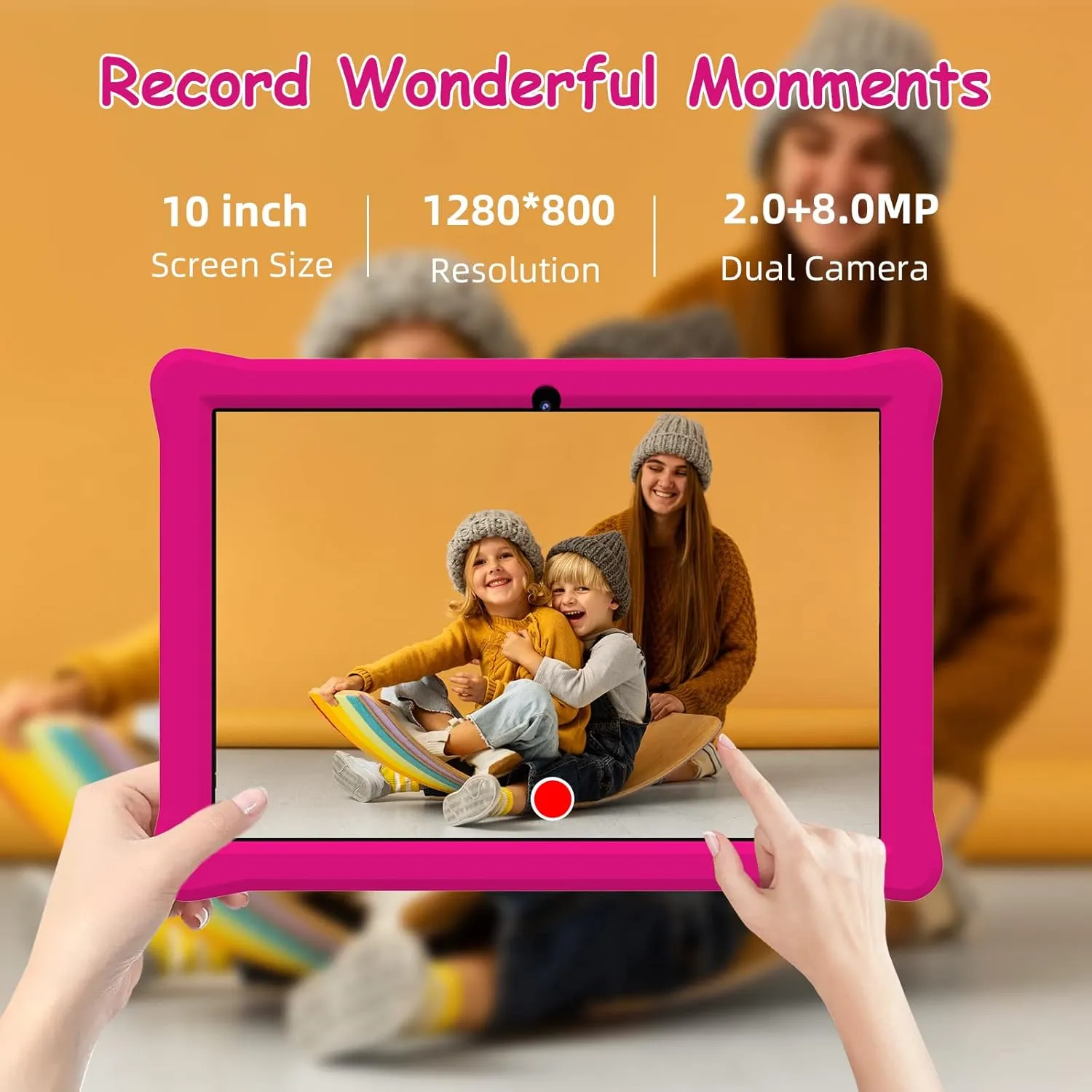 Kids Tablet 10 inch, Android Tablets for Kids, 4GB RAM 32GB ROM Android 12 Tablets IPS Touch Screen 1280x800, Iwawa & Parent Control Toddler Tablet, WiFi, Dual Camera, 6000mAh Battery, Shockproof Case