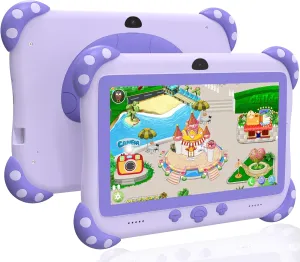 Kids Tablet 7 Inch Android Tablet for Kids 3-7 with WIFI 6 Paretal Control, 32GB Toddler Tablets with Dual Cameras, IPS HD Screen, Shockproof Protective Case, Best Electronics Tablets Gift for Kids
