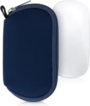 kwmobile Neoprene Case Compatible with Apple Magic Mouse 1/2 - Case for Mouse Soft Pouch Carry Bag - Dark Blue
