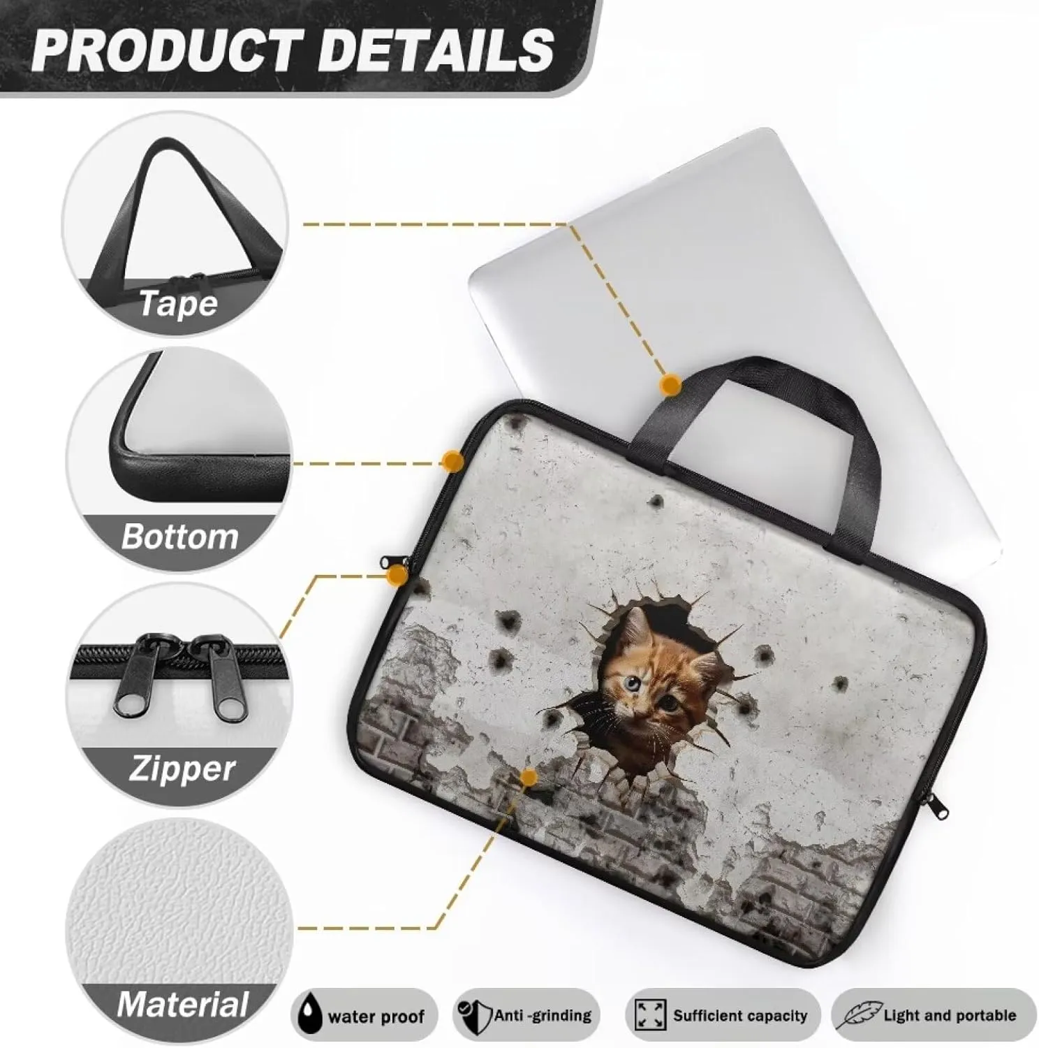 Laptop Sleeve Case Travel Laptop Bag with Handle Shockproof Carrying Briefcase Fashion Print Tablet Bag