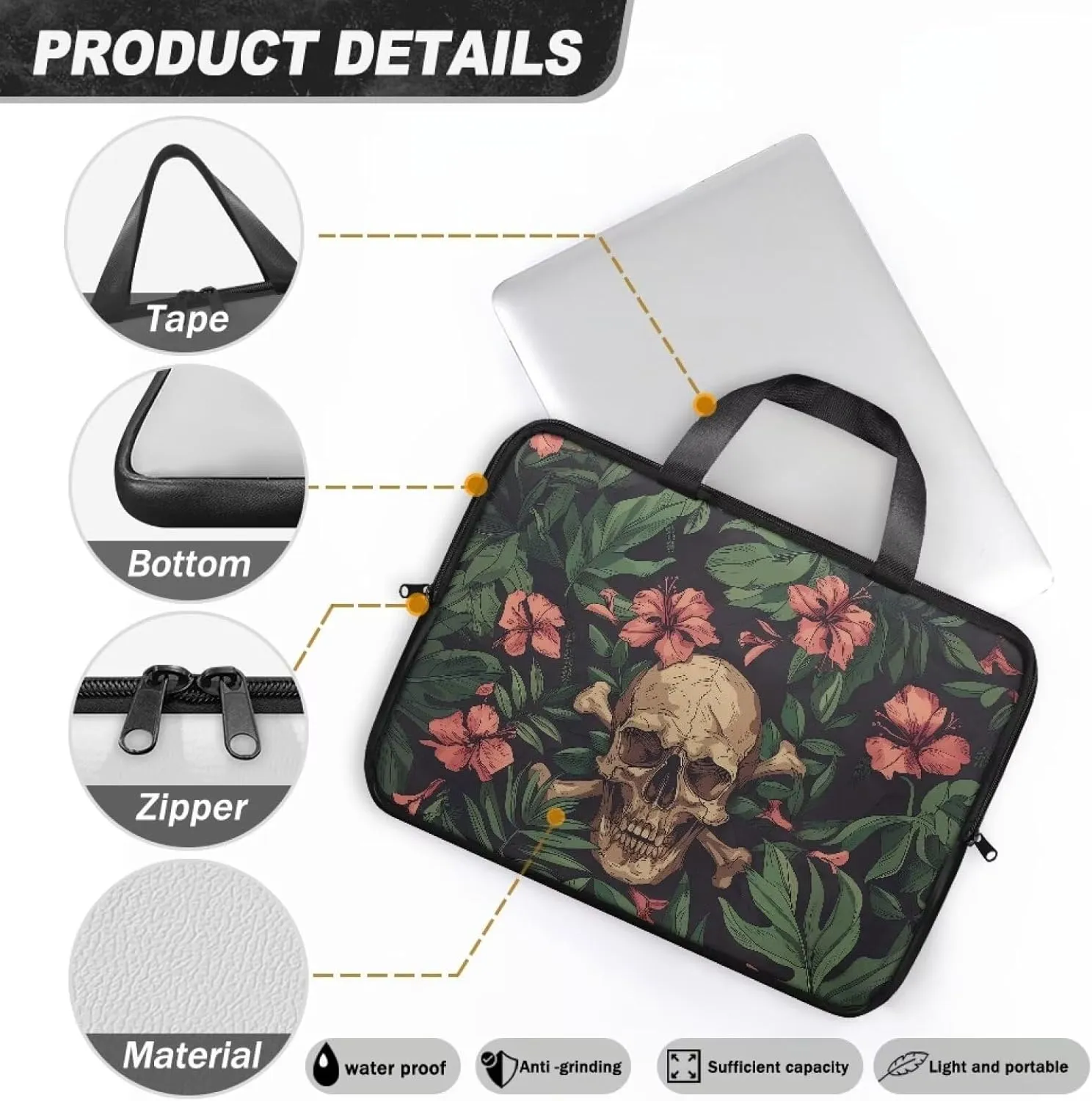 Laptop Sleeve Case Travel Laptop Bag with Handle Shockproof Carrying Briefcase Fashion Print Tablet Bag