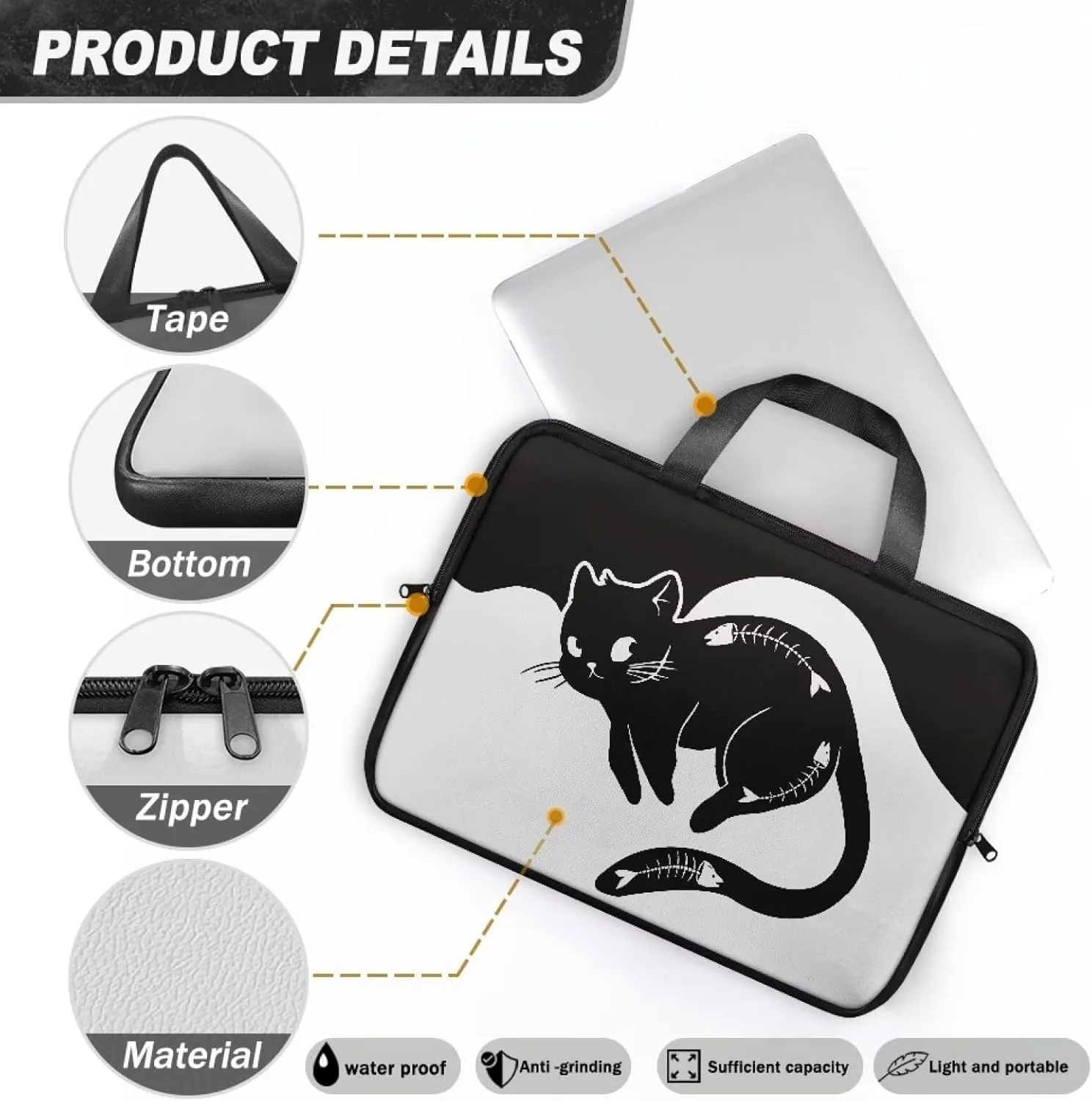 Laptop Sleeve Case Travel Laptop Bag with Handle Shockproof Carrying Briefcase Fashion Print Tablet Bag