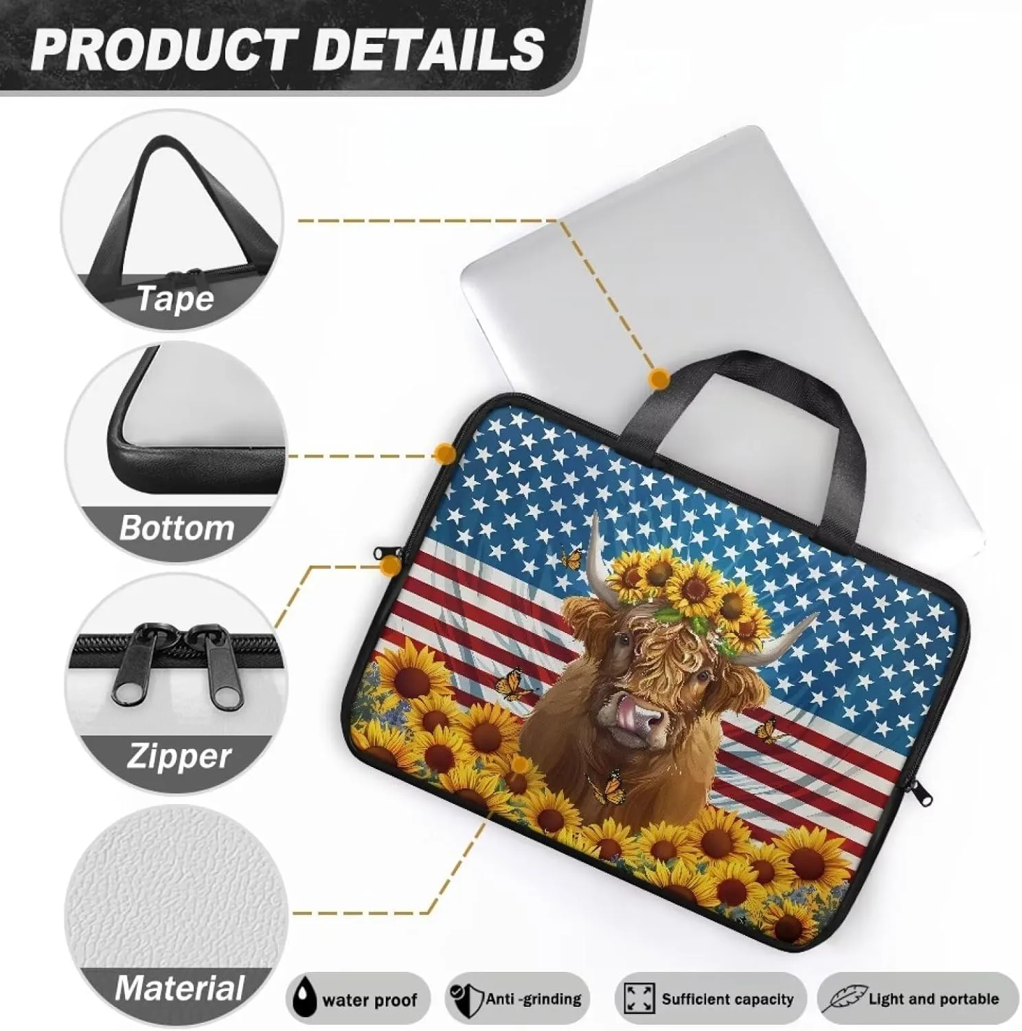 Laptop Sleeve Case Travel Laptop Bag with Handle Shockproof Carrying Briefcase Large Capacity Tablet Bag