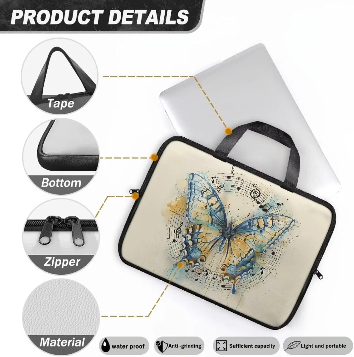 Laptop Sleeve Case Travel Laptop Bag with Handle Shockproof Carrying Briefcase Large Capacity Tablet Bag